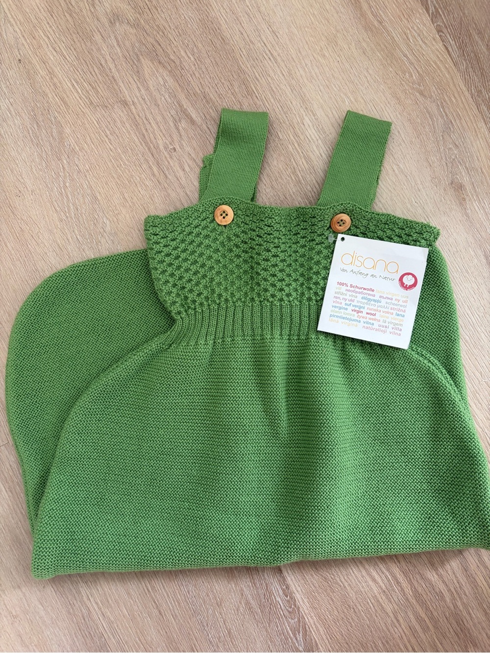 NWT disana Green 100% virgin wool Knit Baby Sleeping Bag Romper 75cm